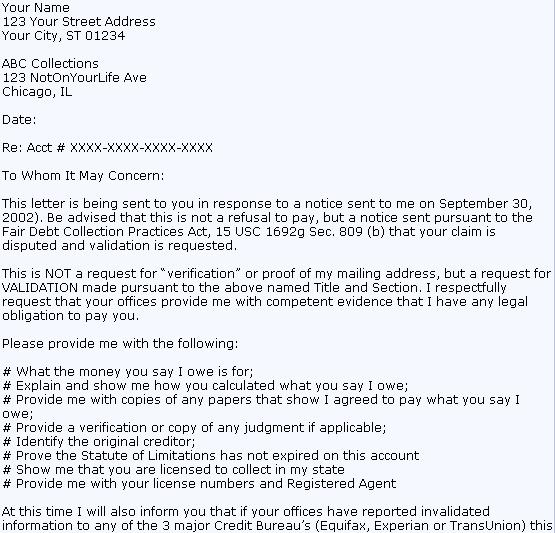 Debt validation letter: Sample letter to dispute your debt